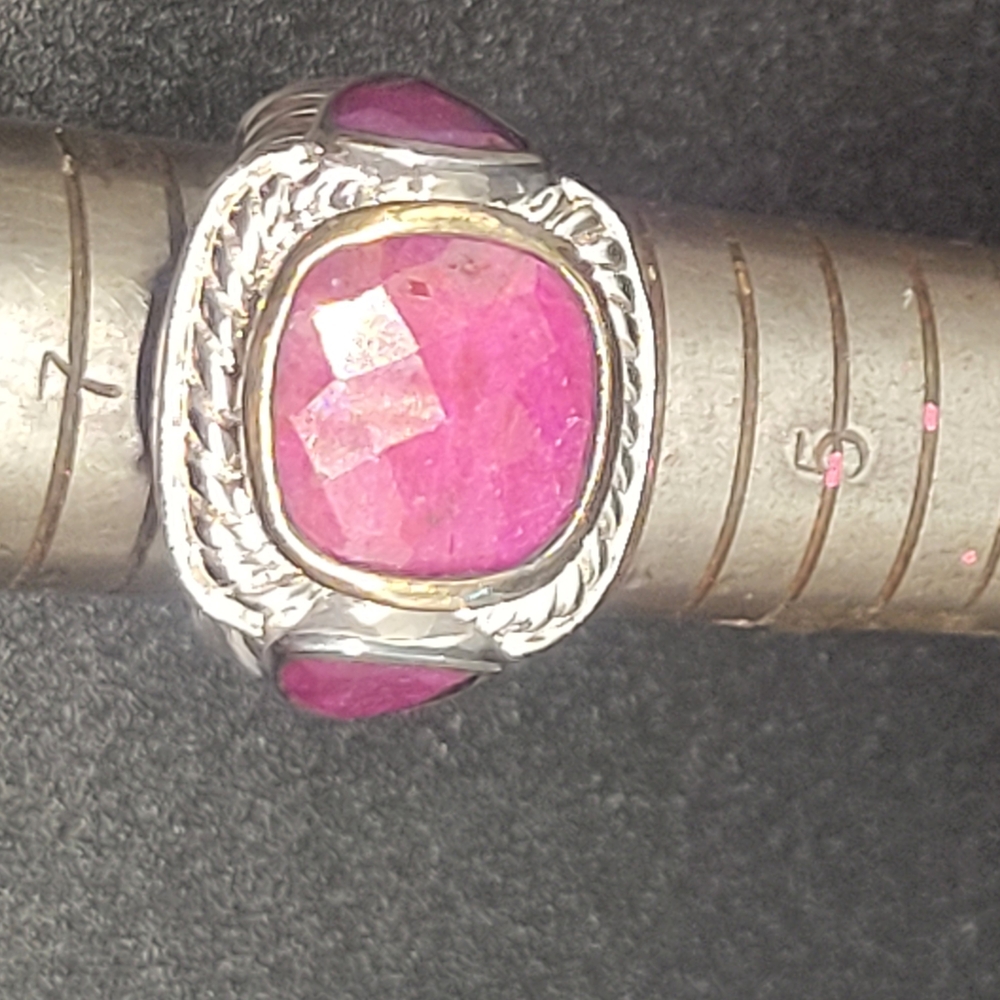Elegant Silver Raw Ruby Gemstone Ring - image 1